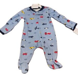 Carter's Blue Long Sleeved Zippered Sleeper Vehicles NB